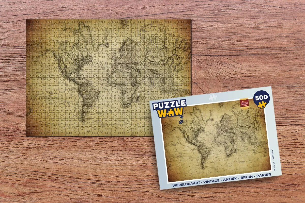 PuzzleWow Wereldkaart Legpuzzel 500 Stuks - Multicolor
