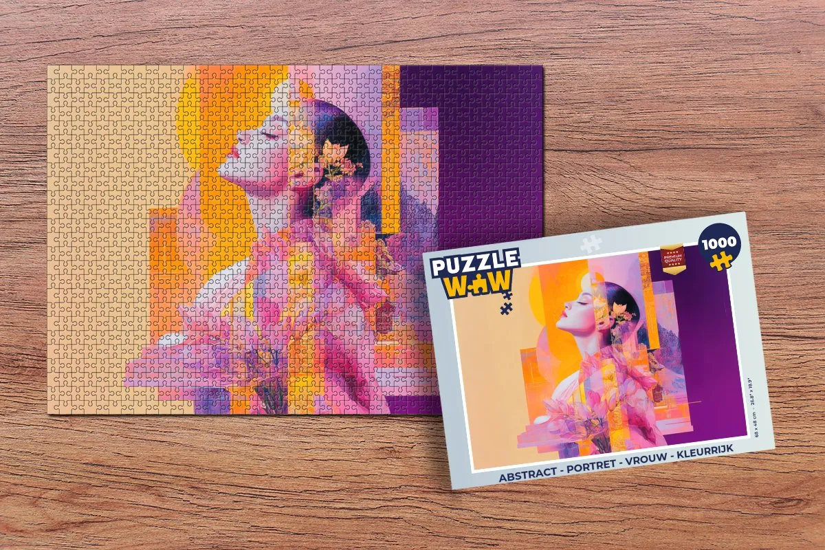 PuzzleWow Abstract Legpuzzel 1000 Stuks - Vrouw Kleurrijk