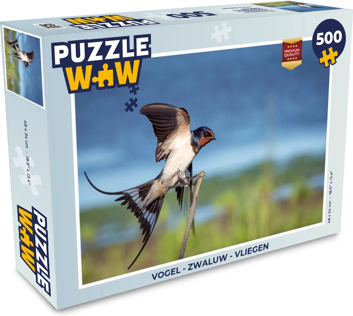 PuzzleWow Vogel Zwaluw Legpuzzel 500 Stuks - Multicolor