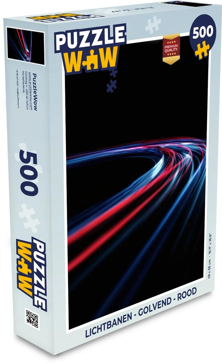 PuzzleWow Lichtbanen Puzzel 500 Stuks - Rood/Blauw