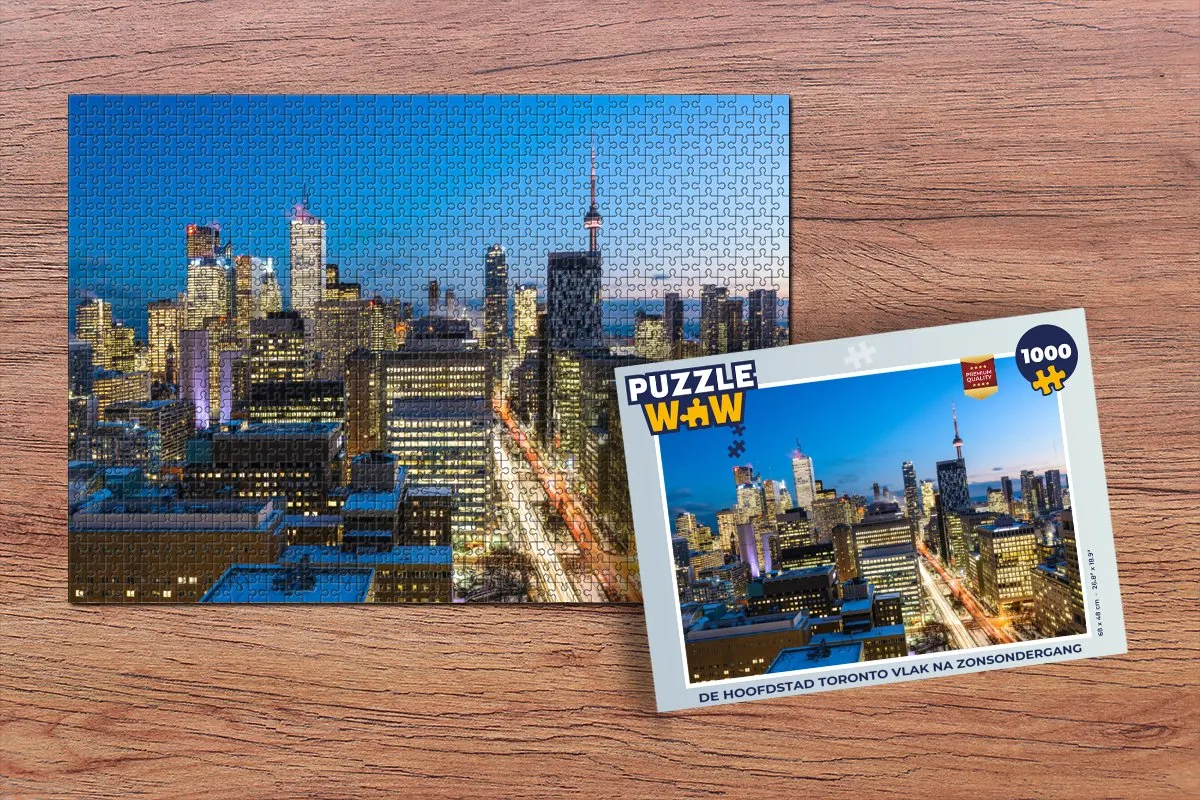 PuzzleWow Toronto Zonsondergang Legpuzzel 1000 Stuks - Multicolor