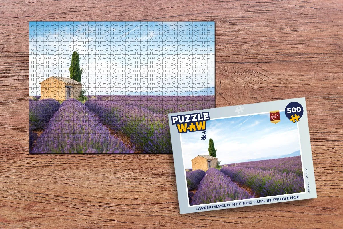 PuzzleWow Lavendelveld met een huis in Provence Legpuzzel 500 Stuks - Multicolor