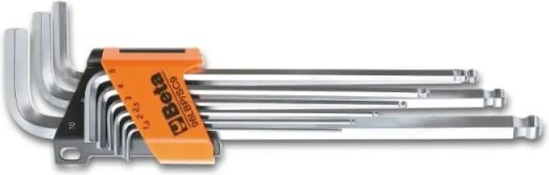 9-delig set haakse stiftsleutels met kogelkop, extra-lang model 96LBP/SCV