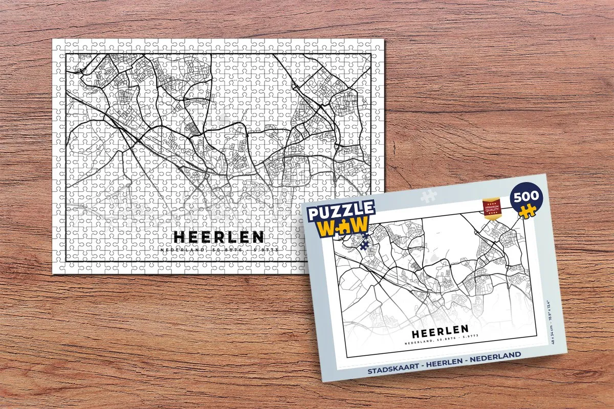 PuzzleWow Stadskaart Heerlen - Legpuzzel 500 Stuks - Multicolor
