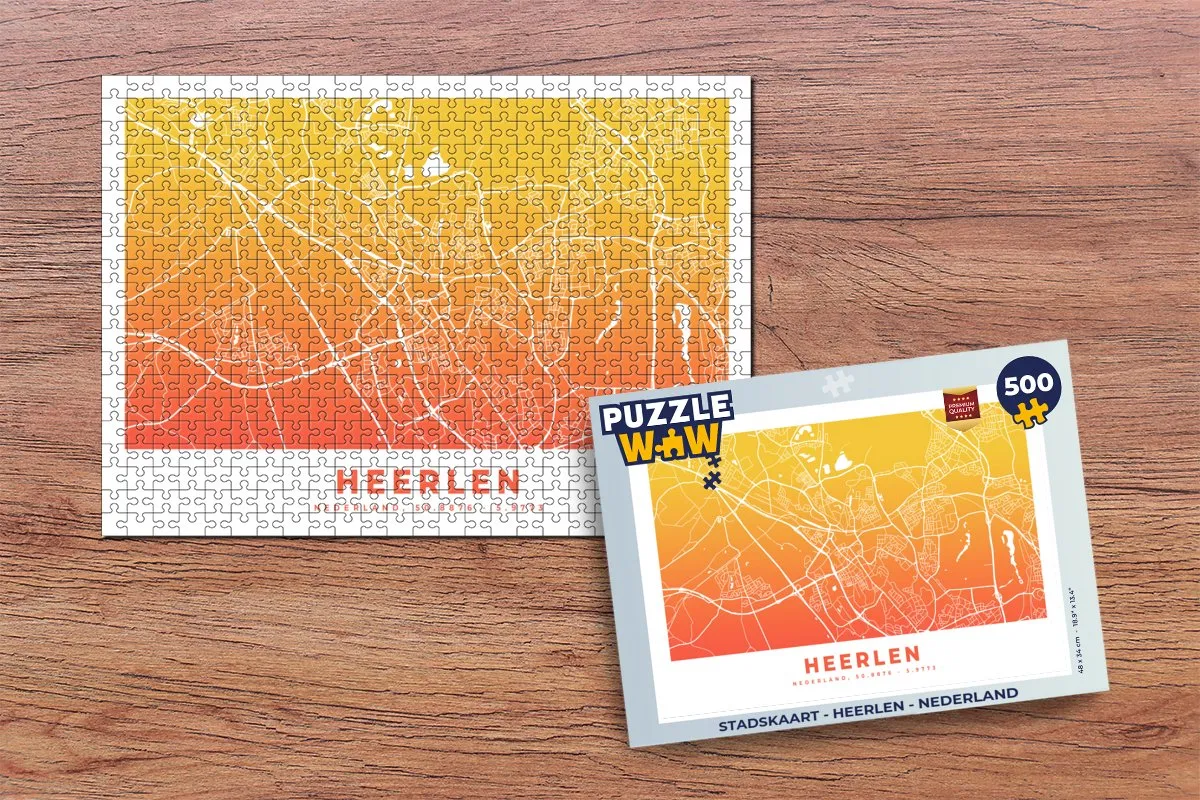 PuzzleWow Stadskaart Heerlen - Legpuzzel 500 Stuks - Multicolor