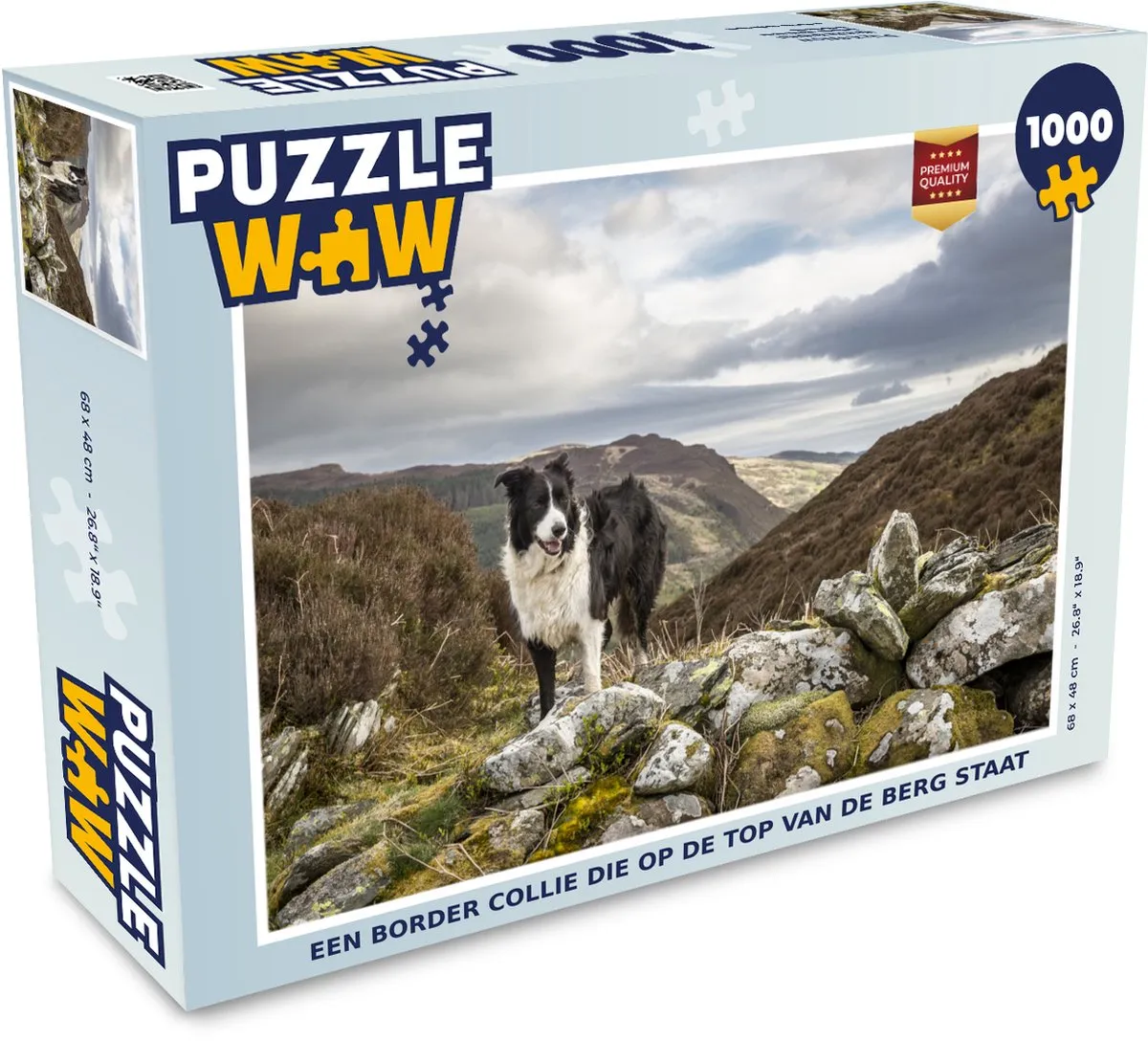 PuzzleWow Border Collie Bergtop Legpuzzel 1000 Stuks