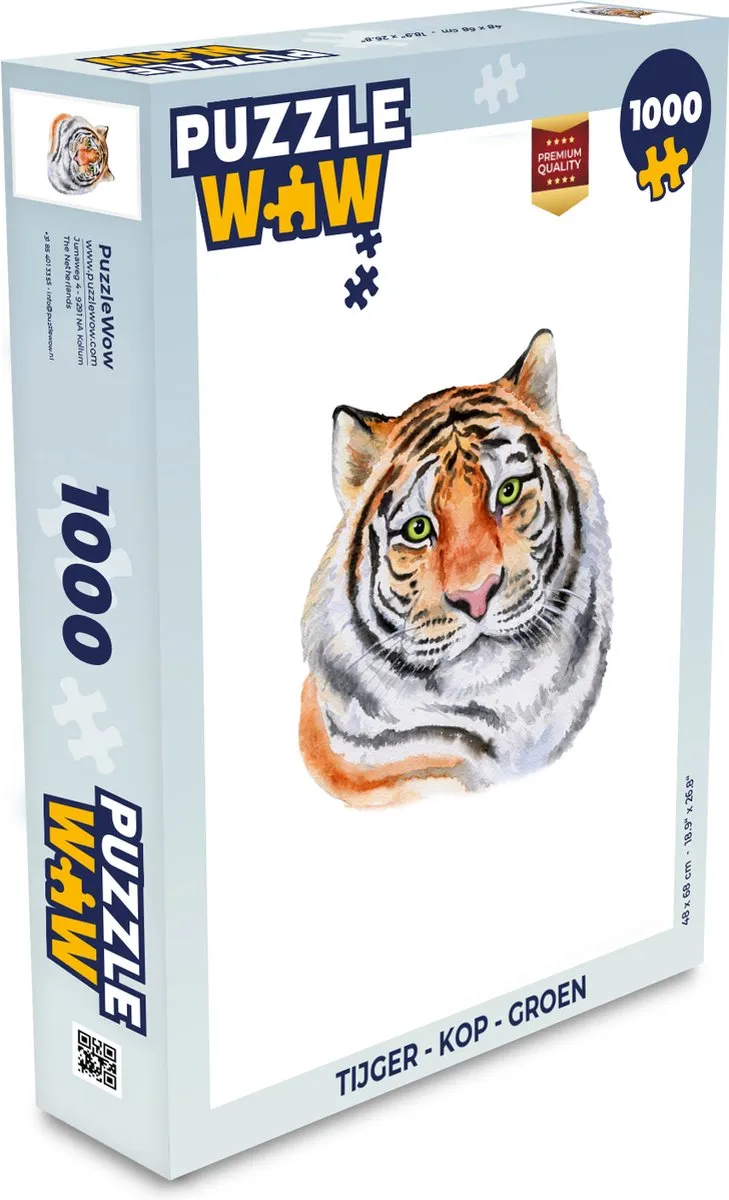 PuzzleWow Tijger Kop Legpuzzel 1000 Stuks - Multicolor