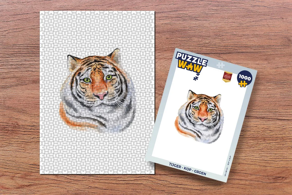 PuzzleWow Tijger Kop Legpuzzel 1000 Stuks - Multicolor