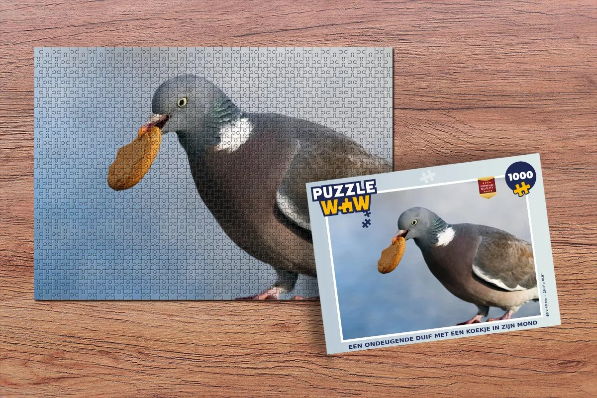 PuzzleWow Legpuzzel Een ondeugende duif - 1000 Stuks - Multicolor