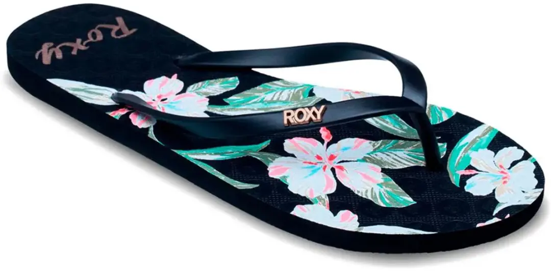 Roxy New Viva Printed Teenslipper 36 - Zwart/Wit/Green - afbeelding 2 van 4