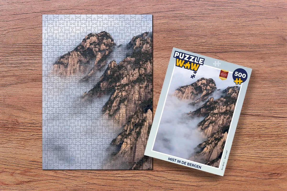 PuzzleWow Mist in de Bergen Legpuzzel 500 Stuks - Multicolor