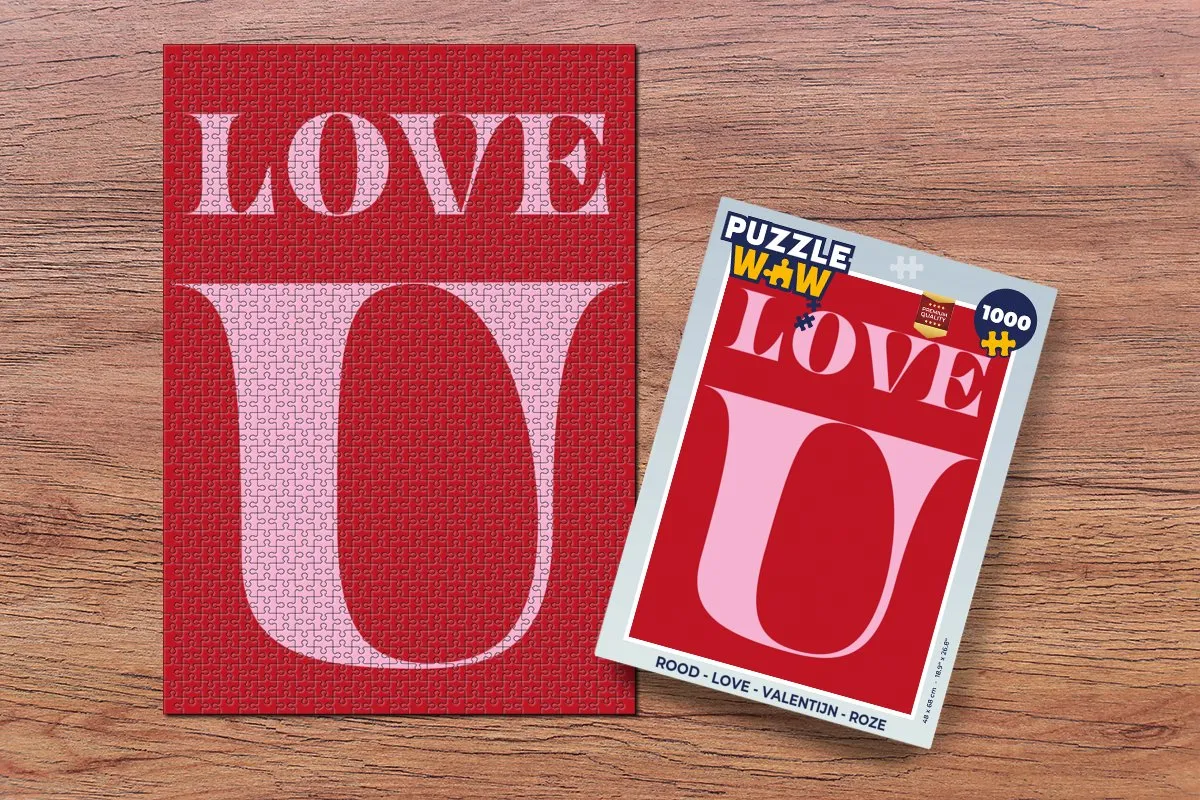 PuzzleWow Love Puzzel 1000 Stuks - Roze