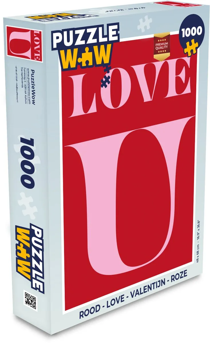 PuzzleWow Love Puzzel 1000 Stuks - Roze