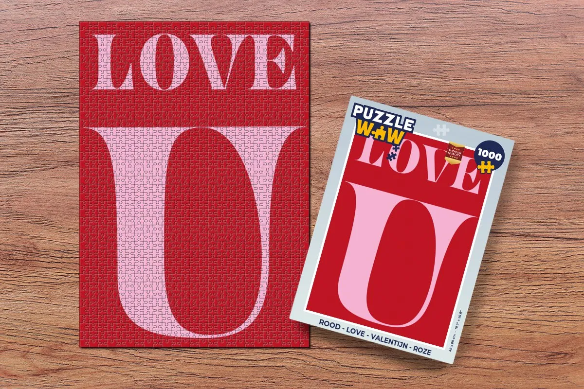 PuzzleWow Love Puzzel 1000 Stuks - Roze
