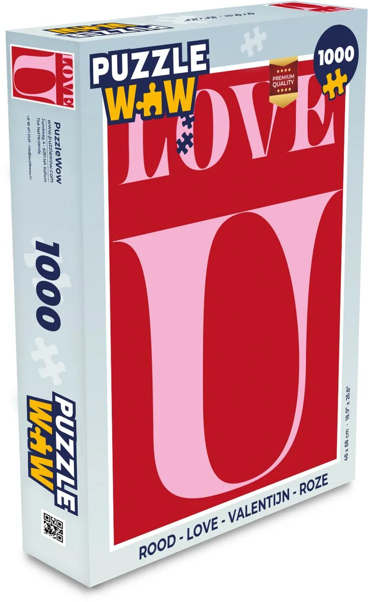 PuzzleWow Love Puzzel 1000 Stuks - Roze