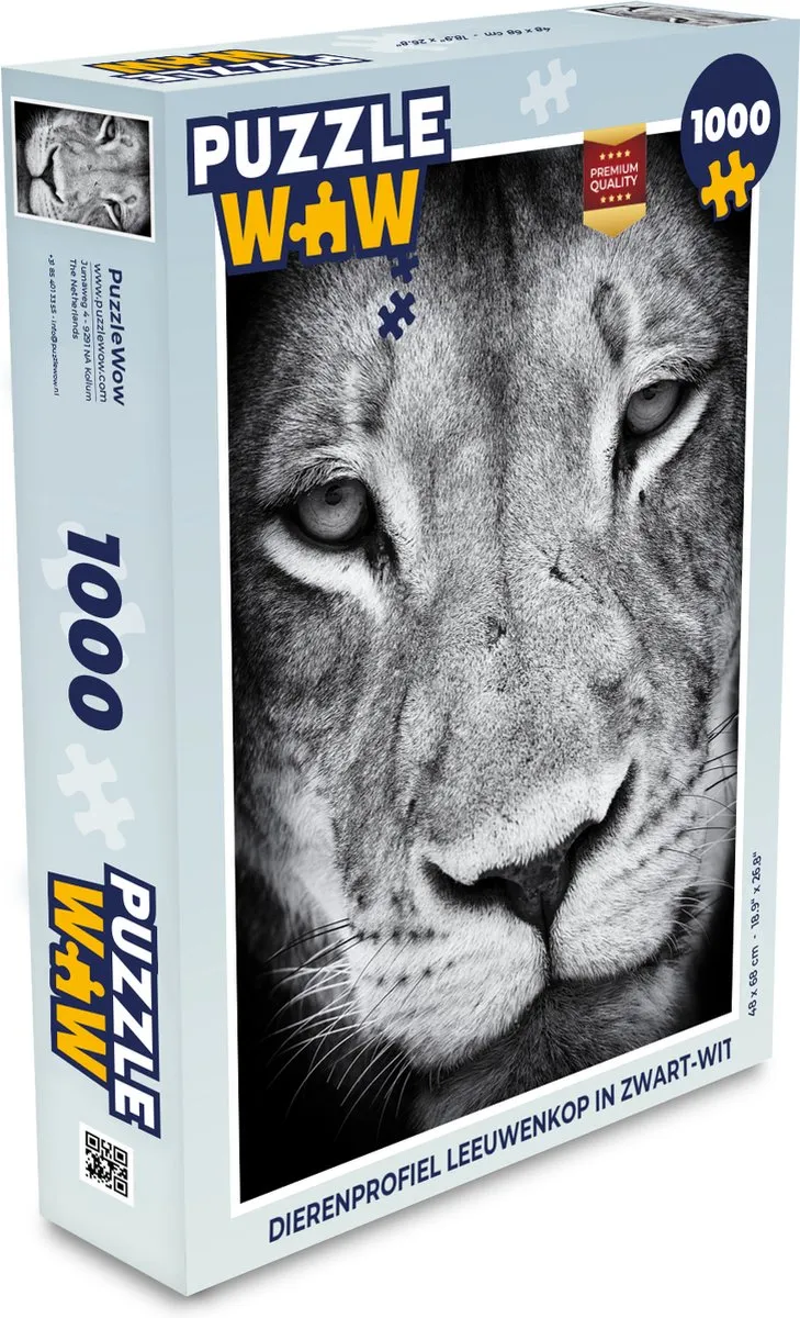 PuzzleWow Dierenprofiel Leeuwenkop Legpuzzel 1000 Stuks - Multicolor