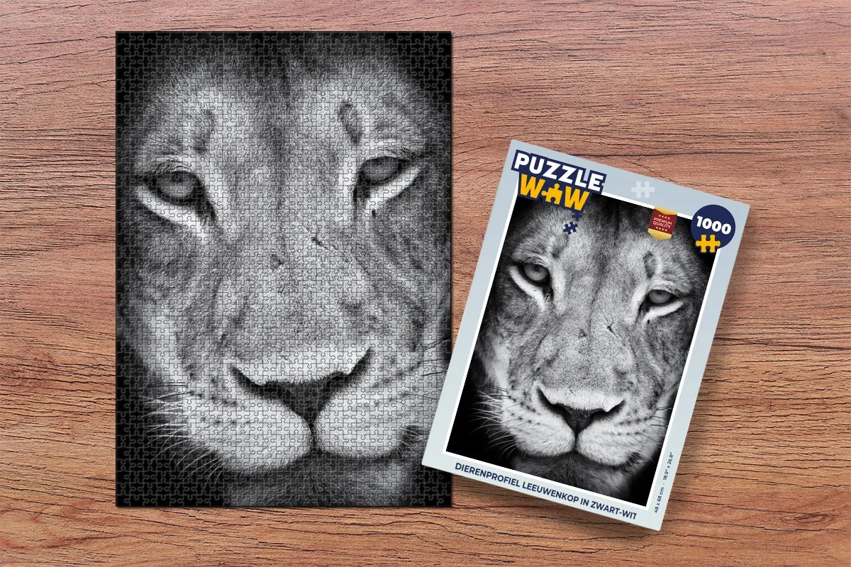 PuzzleWow Dierenprofiel Leeuwenkop Legpuzzel 1000 Stuks - Multicolor