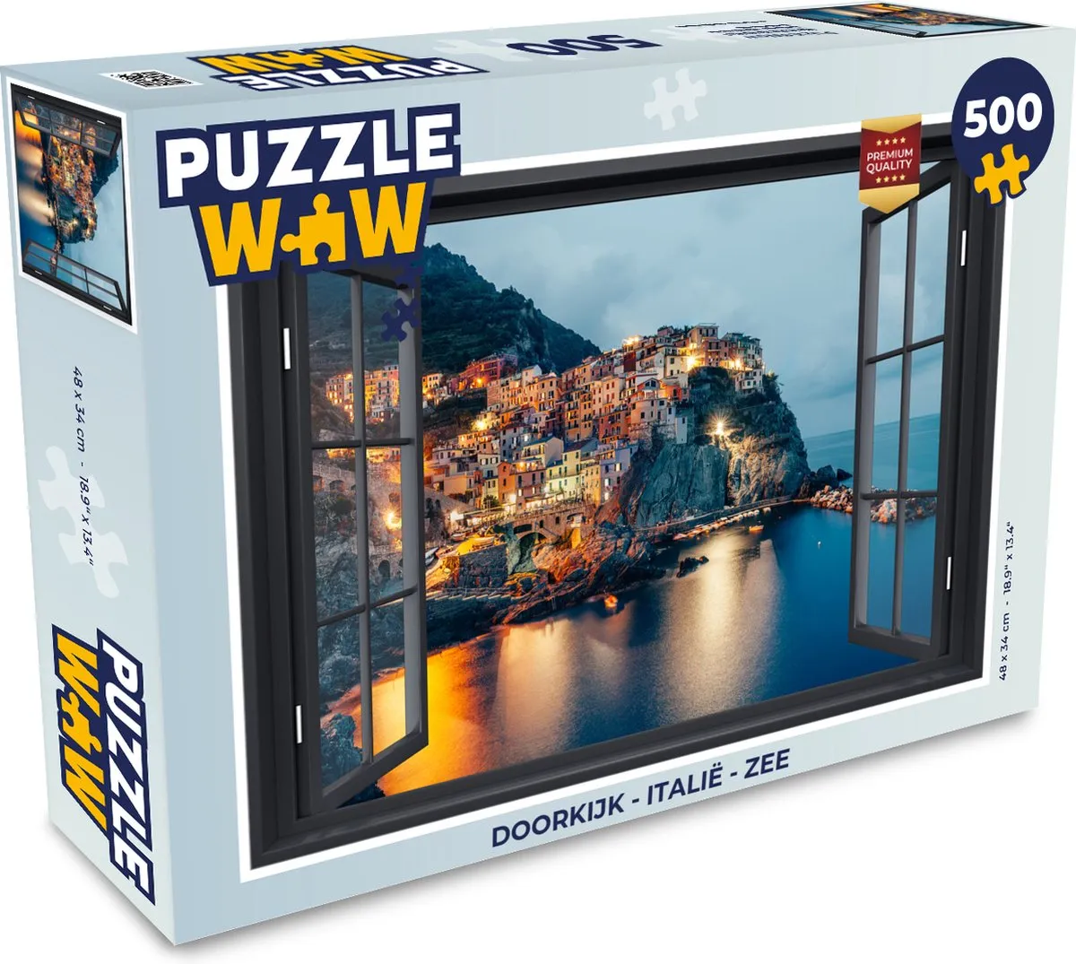 PuzzleWow Doorkijk Italië Zee Legpuzzel 500 Stuks - Multicolor