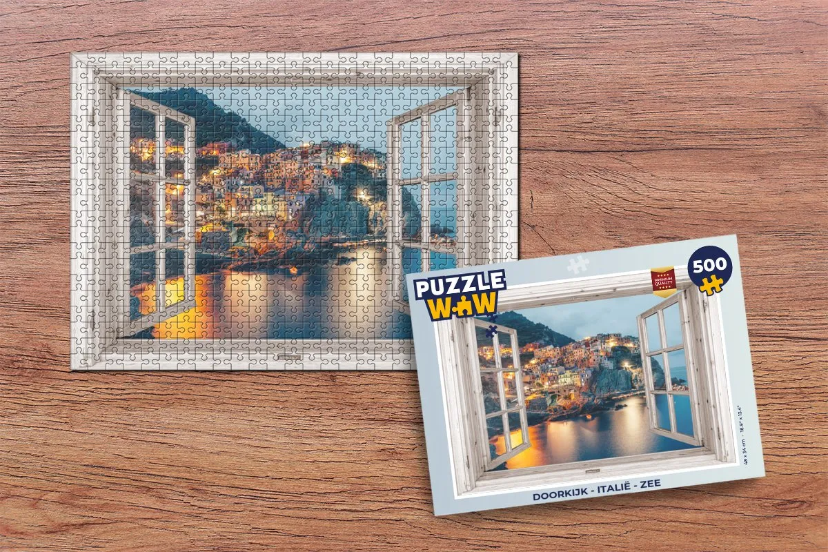PuzzleWow Doorkijk Italië Zee Legpuzzel 500 Stuks - Multicolor