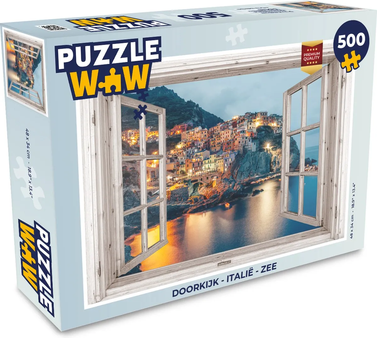 PuzzleWow Doorkijk Italië Zee Legpuzzel 500 Stuks - Multicolor