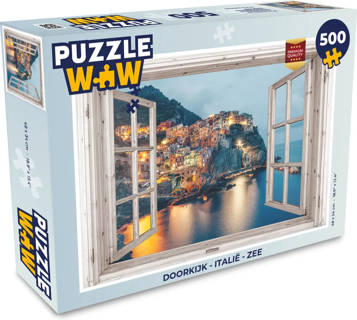 PuzzleWow Doorkijk Italië Zee Legpuzzel 500 Stuks - Multicolor