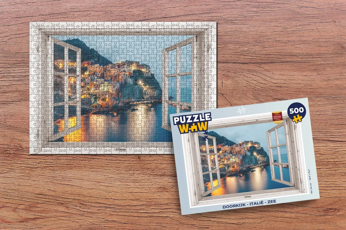 PuzzleWow Doorkijk Italië Zee Legpuzzel 500 Stuks - Multicolor