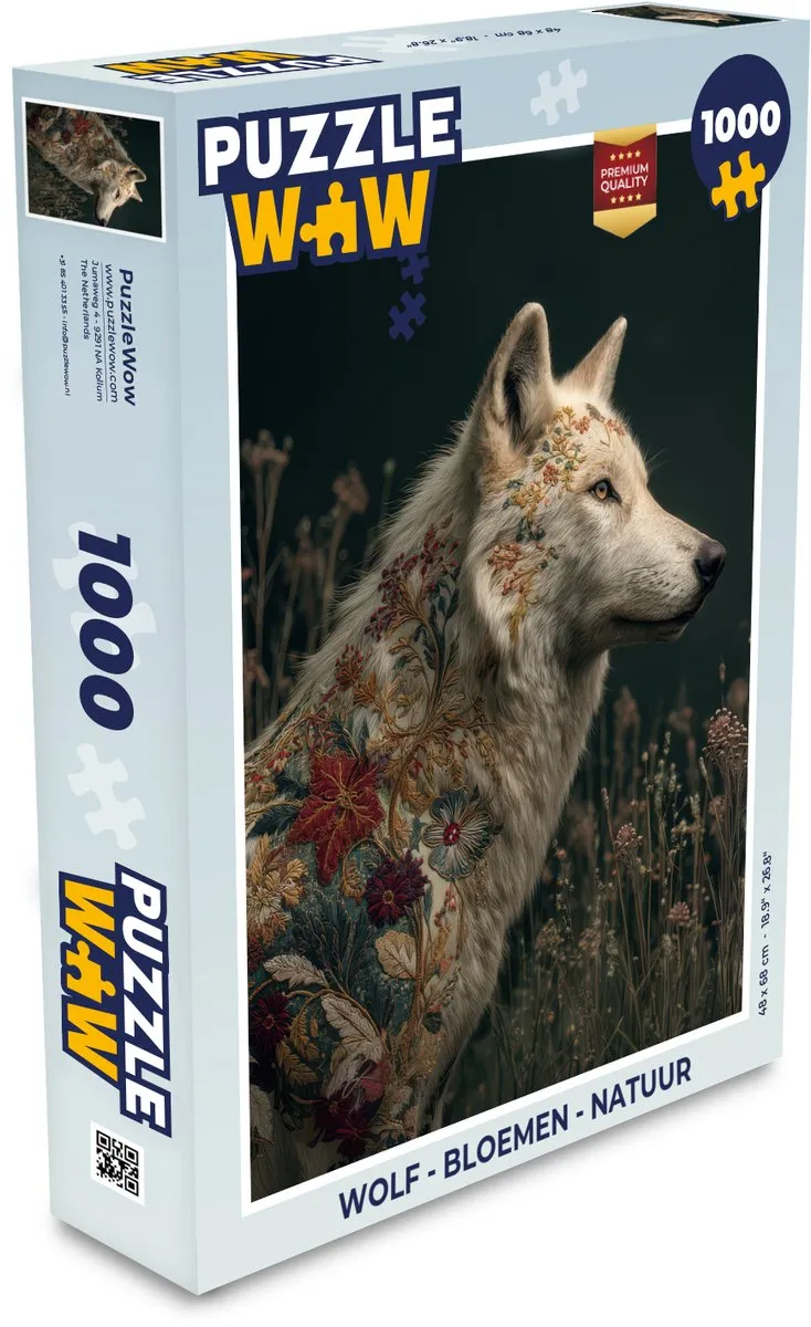 PuzzleWow Bloemen Legpuzzel 1000 Stuks - Wolf