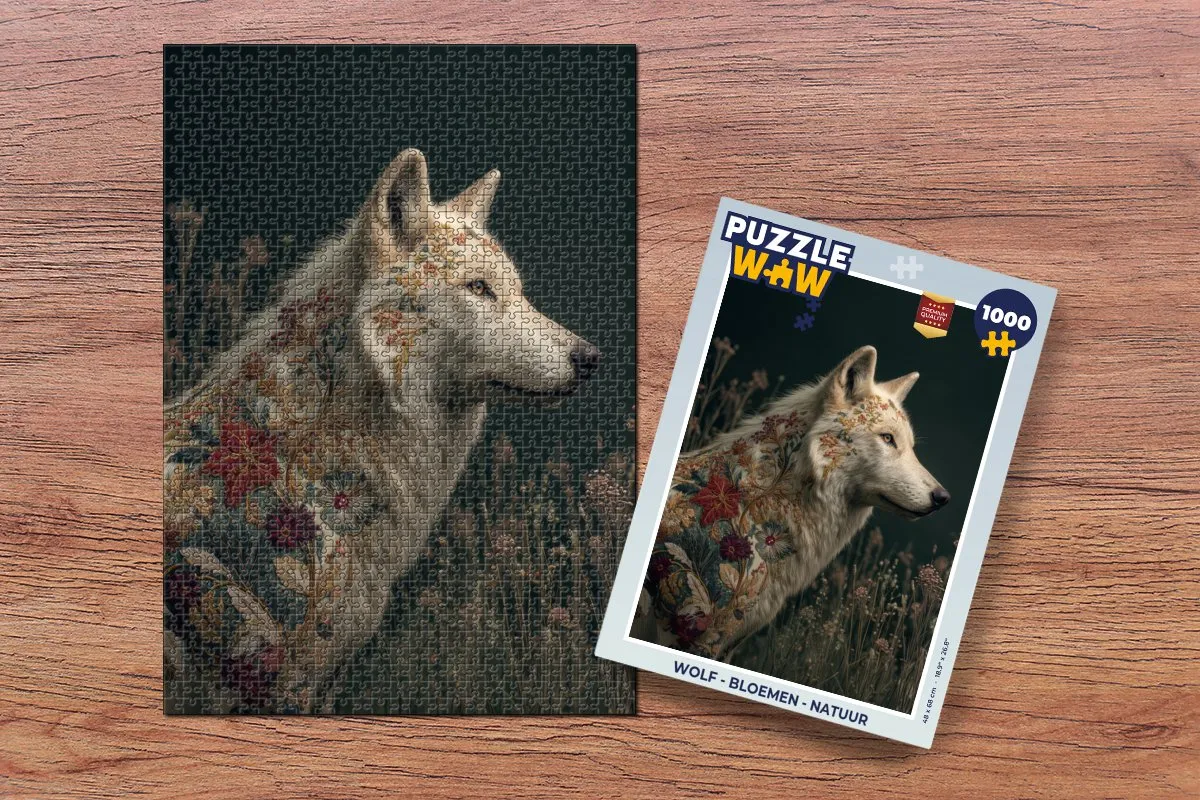 PuzzleWow Bloemen Legpuzzel 1000 Stuks - Wolf
