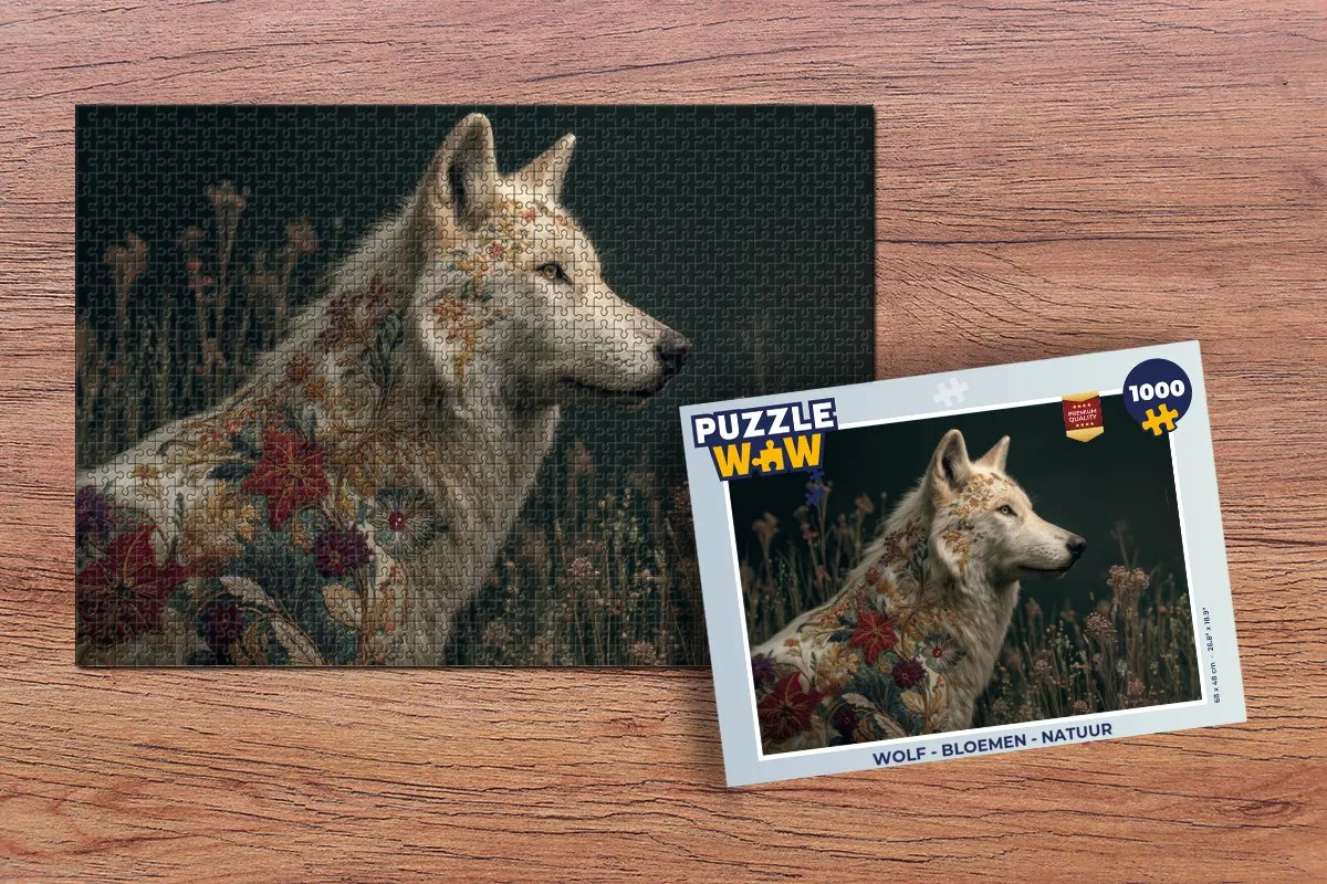 PuzzleWow Bloemen Legpuzzel 1000 Stuks - Wolf