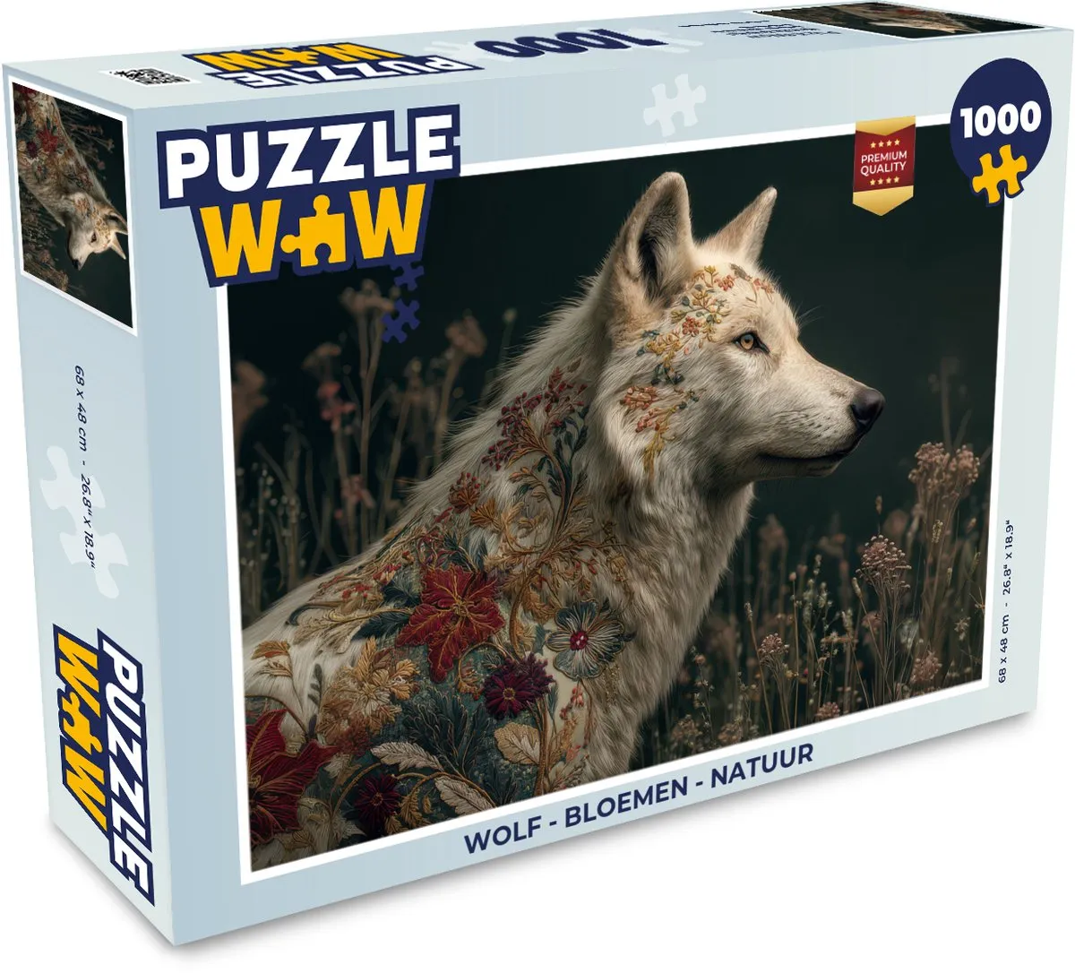PuzzleWow Bloemen Legpuzzel 1000 Stuks - Wolf