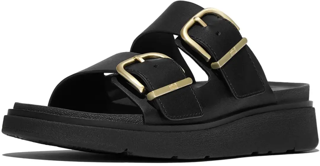 FitFlop Buckle Two Bar Slides Slippers - Dames 38 - Zwart - afbeelding 3 van 6