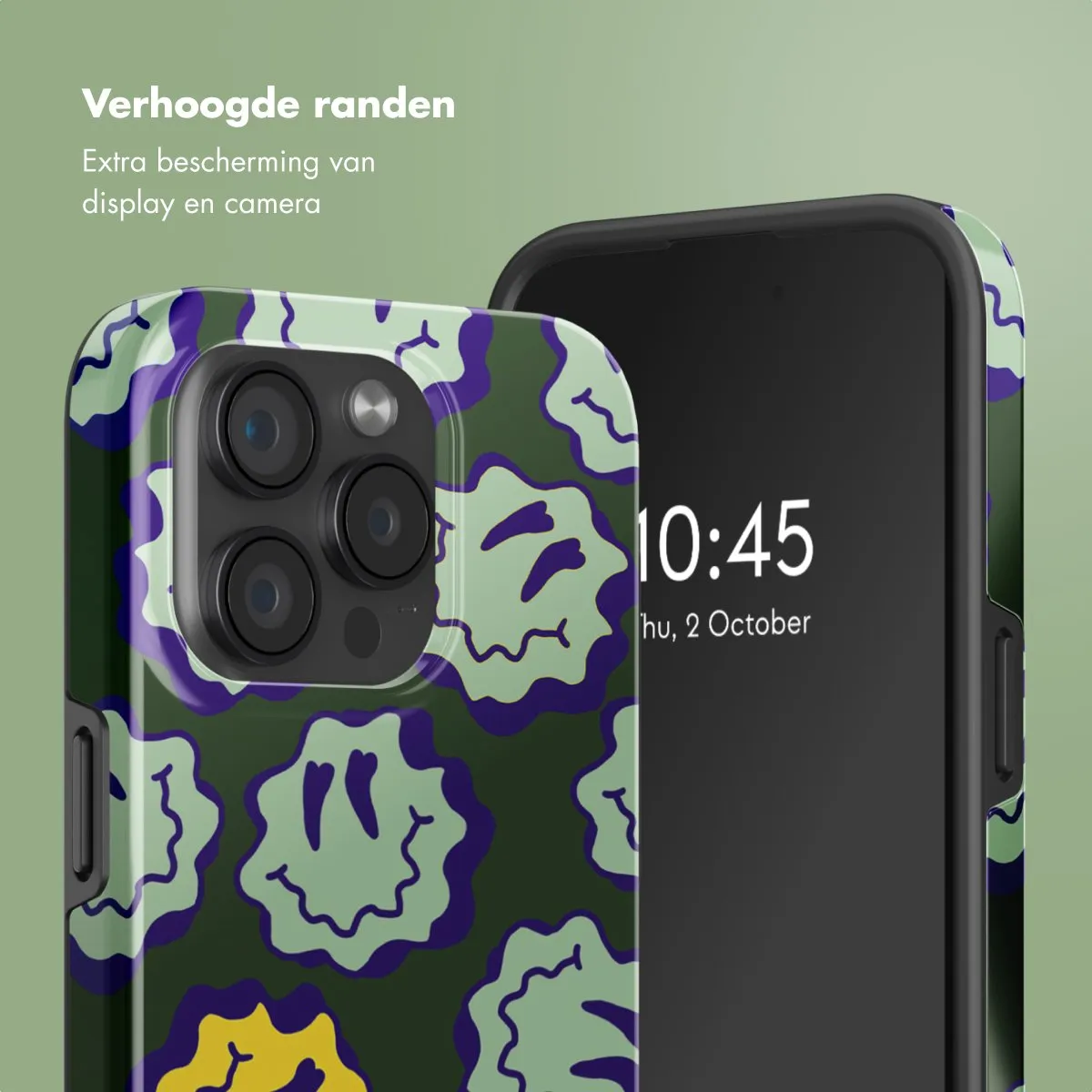 Selencia Hoesje iPhone 15 Pro - MagSafe - Wavy Smiley Green