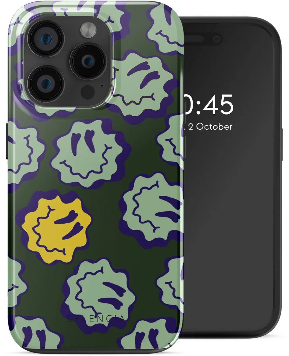 Selencia Hoesje iPhone 15 Pro - MagSafe - Wavy Smiley Green