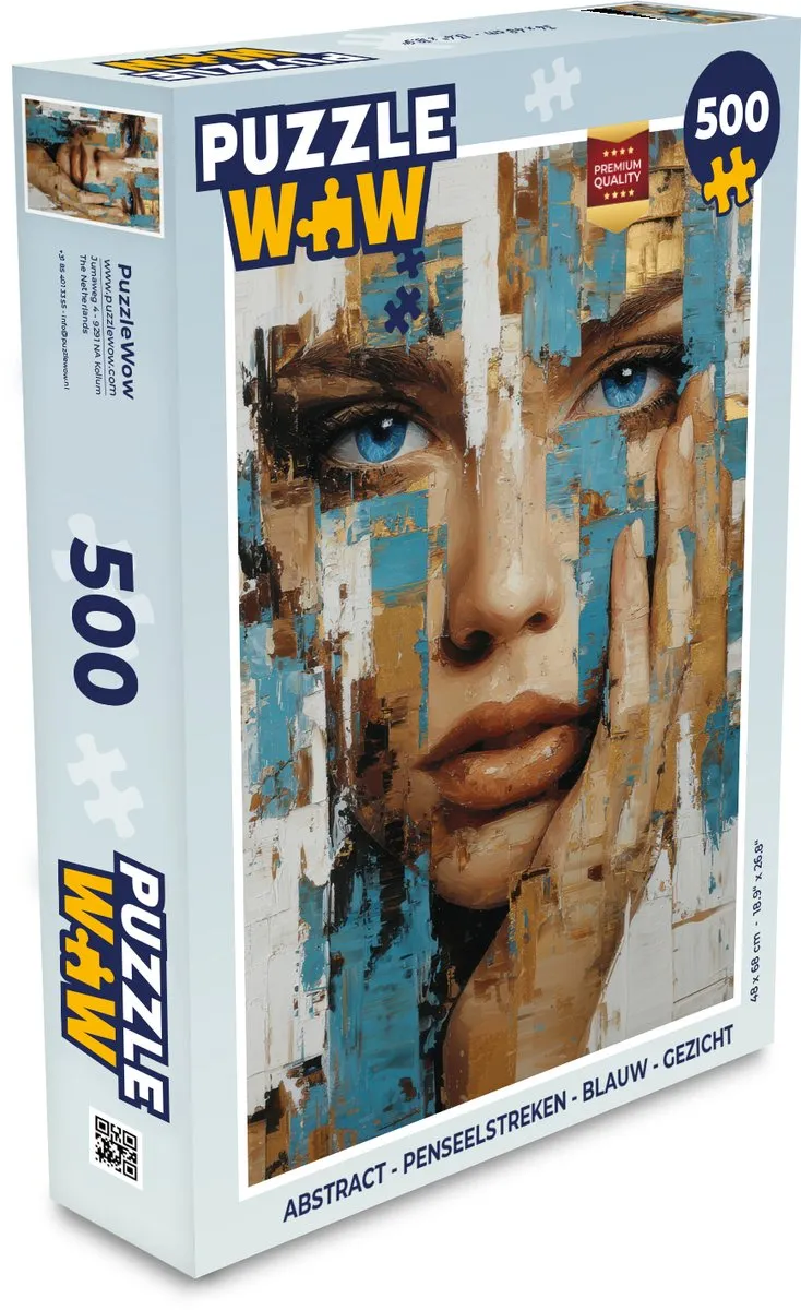 PuzzleWow Abstract Penseelstreken Gezicht Legpuzzel 500 Stuks - Blauw