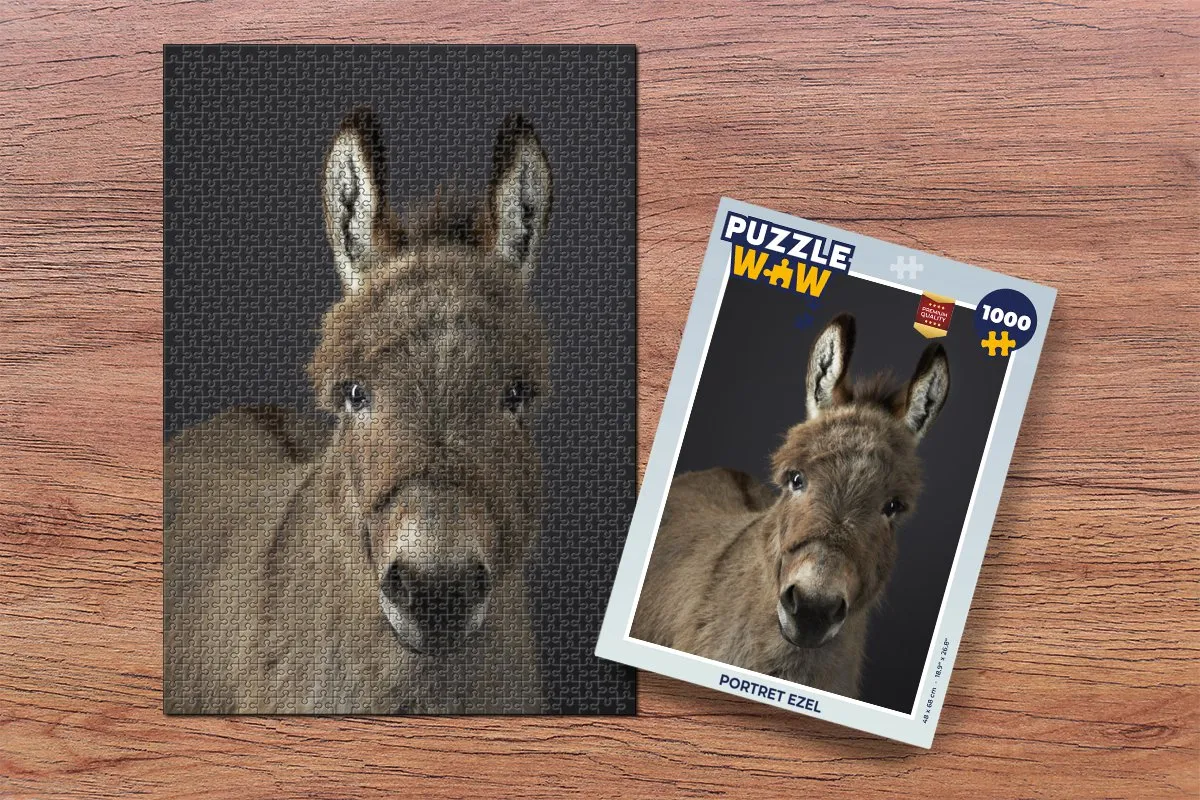 PuzzleWow Portret Ezel Legpuzzel 1000 Stuks - Multicolor