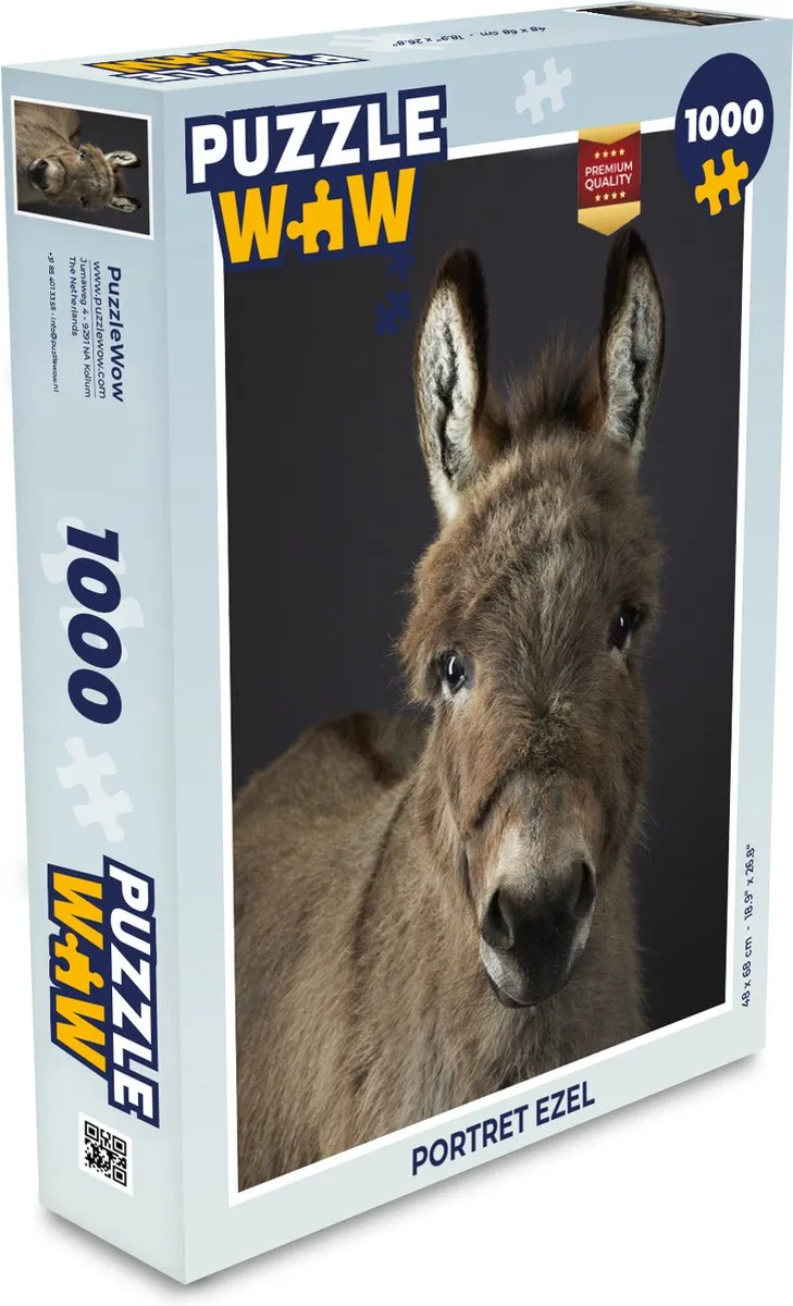PuzzleWow Portret Ezel Legpuzzel 1000 Stuks - Multicolor