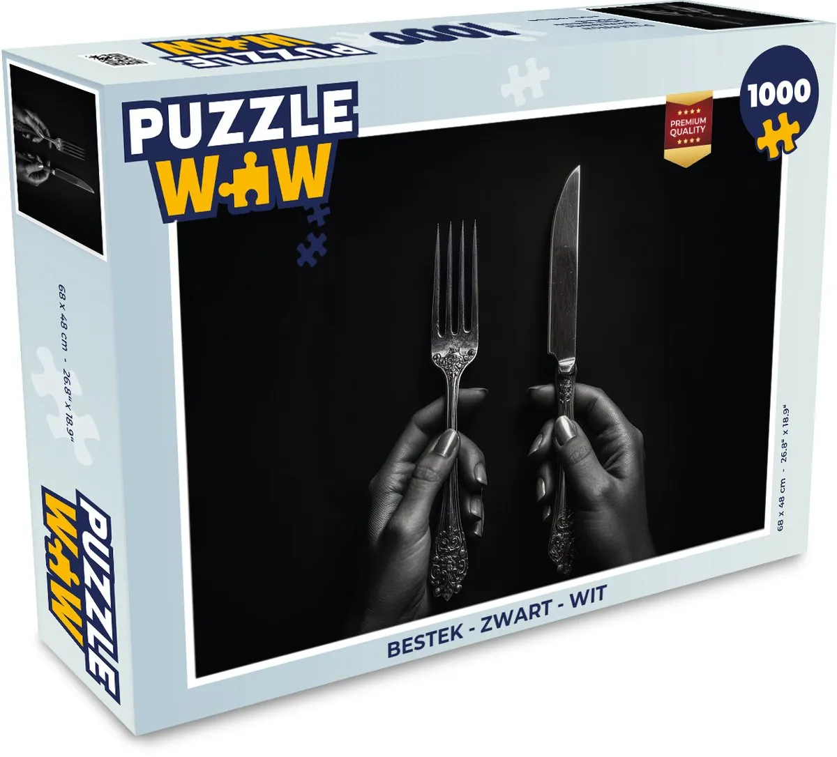 PuzzleWow Bestek Legpuzzel 1000 Stuks - Zwart/Wit