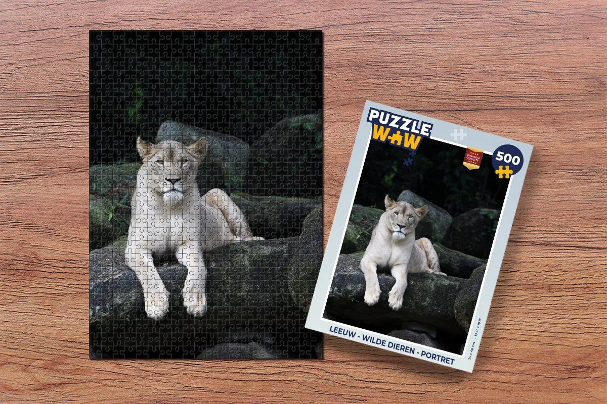 PuzzleWow Leeuw Wilde Dieren Legpuzzel 500 Stuks - Multicolor