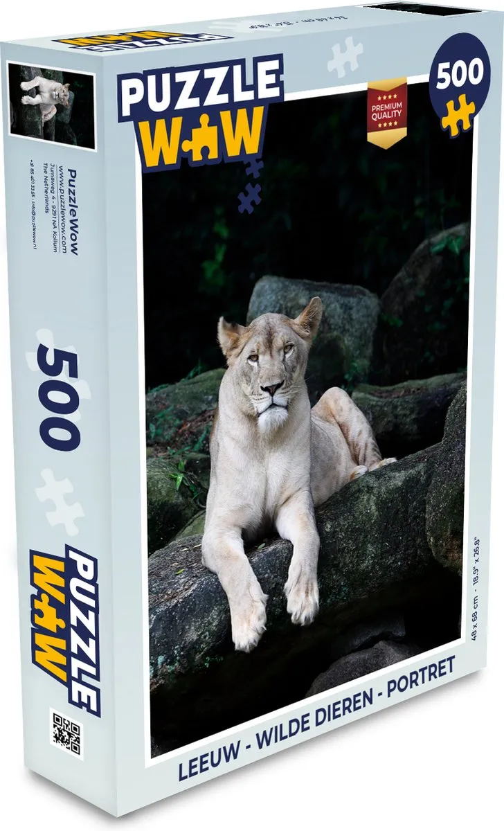 PuzzleWow Leeuw Wilde Dieren Legpuzzel 500 Stuks - Multicolor