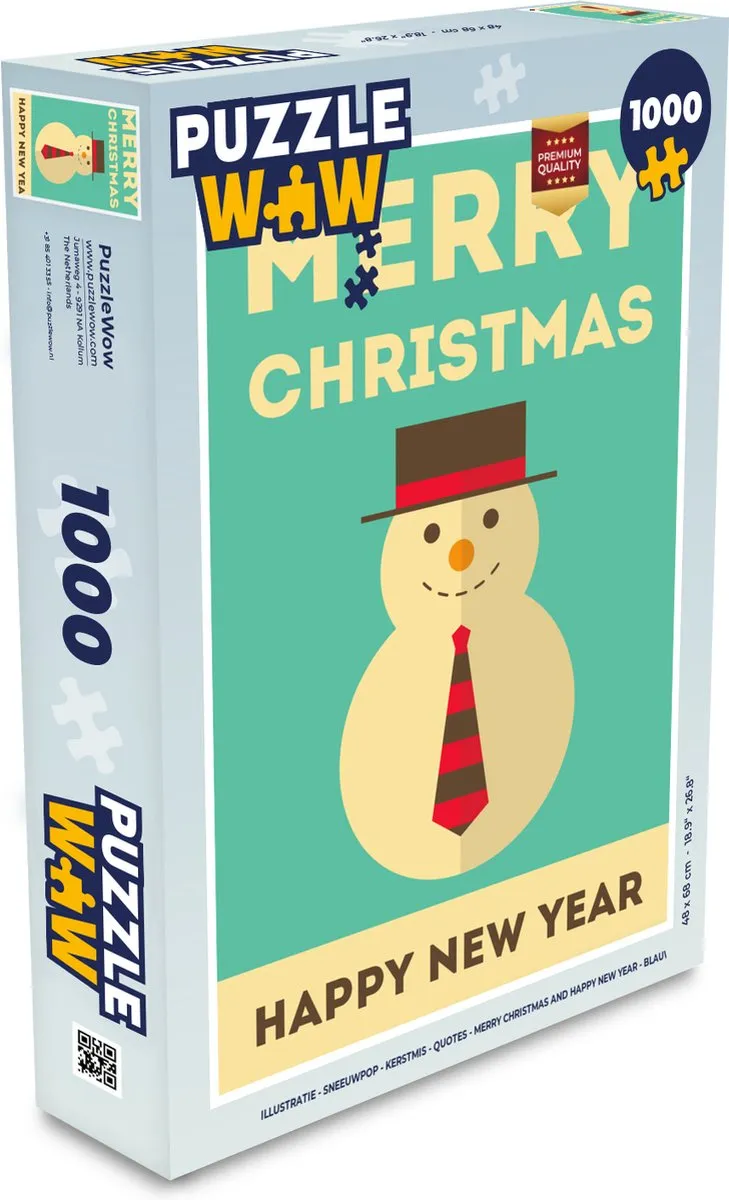 PuzzleWow Sneeuwpop Kerstpuzzel 1000 Stuks - Multicolor