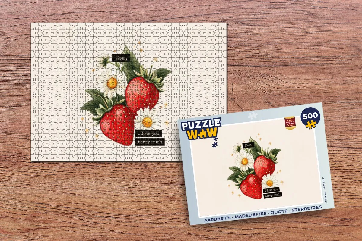 PuzzleWow Legpuzzel 500 Stuks - Aardbeien/Madeliefjes