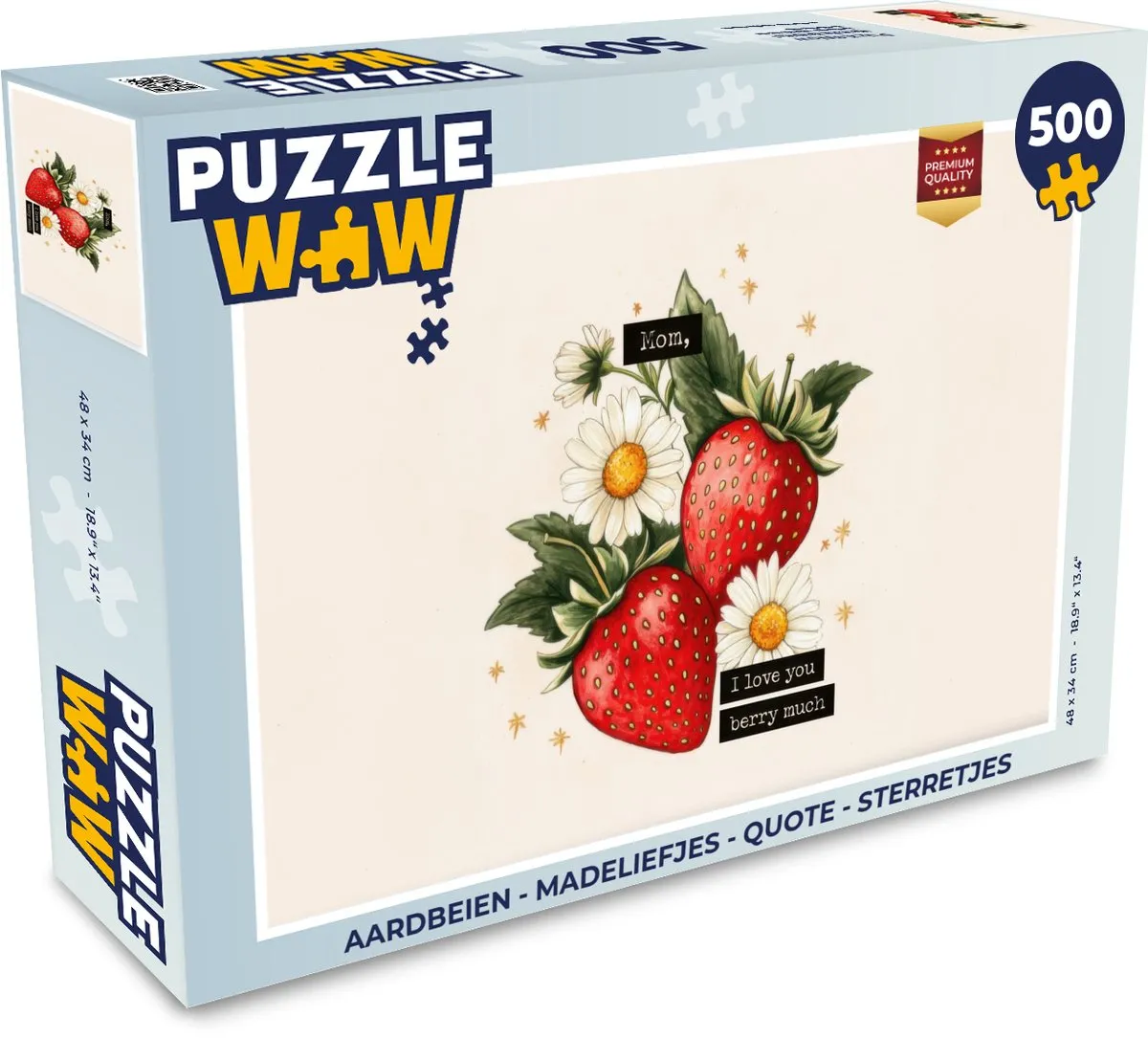PuzzleWow Legpuzzel 500 Stuks - Aardbeien/Madeliefjes