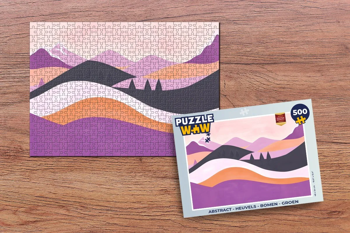 PuzzleWow Abstract Puzzel 500 Stuks - Heuvels & Bomen Groen