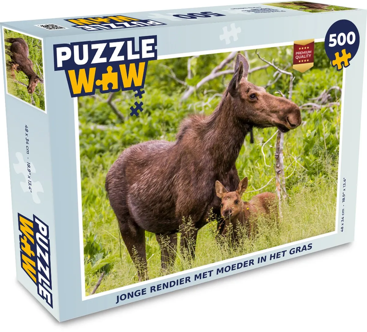 PuzzleWow Rendier Legpuzzel 500 Stuks - Multicolor