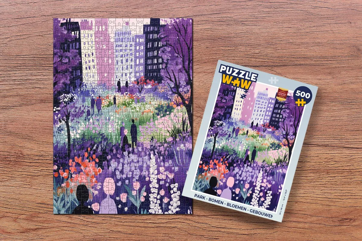 PuzzleWow Legpuzzel 500 Stuks - Park Bomen Gebouwen