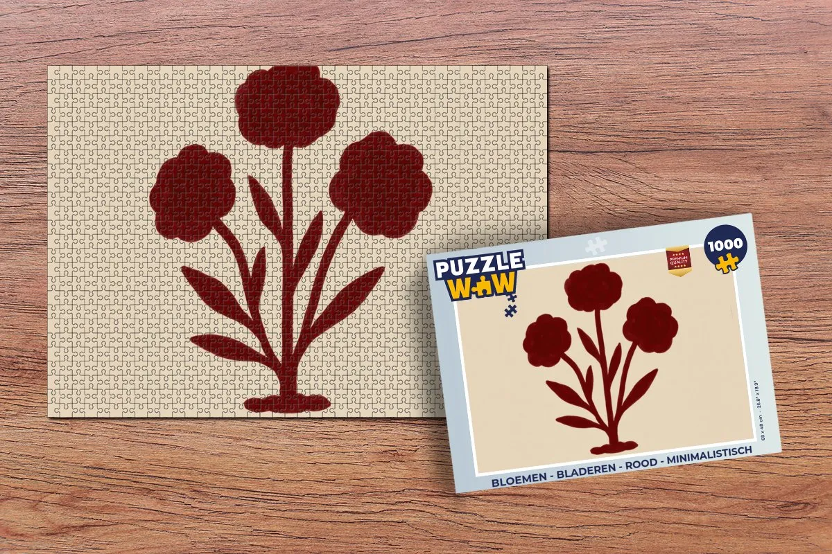 PuzzleWow Bloemen & Bladeren Legpuzzel 1000 Stuks - Rood