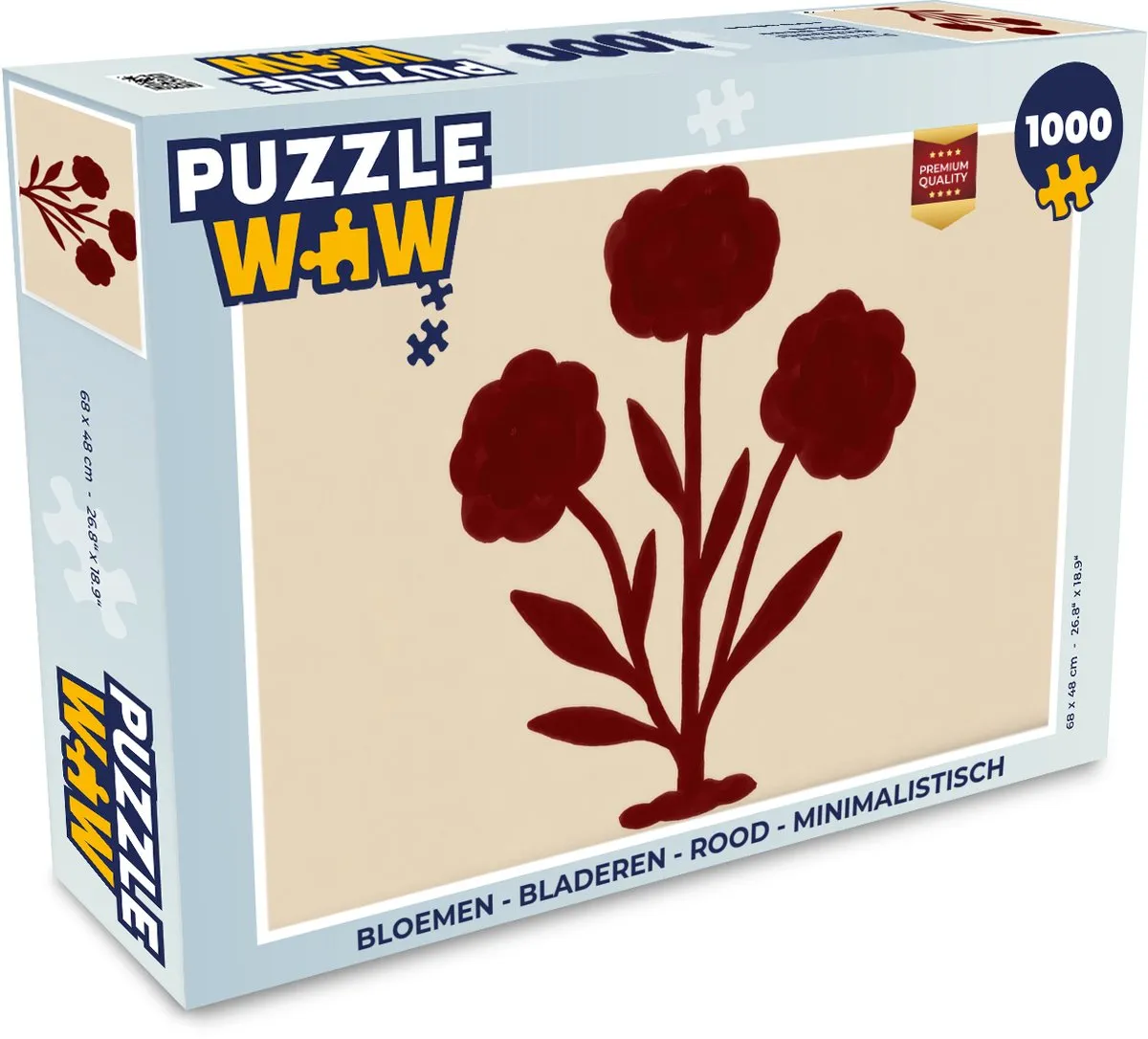 PuzzleWow Bloemen & Bladeren Legpuzzel 1000 Stuks - Rood