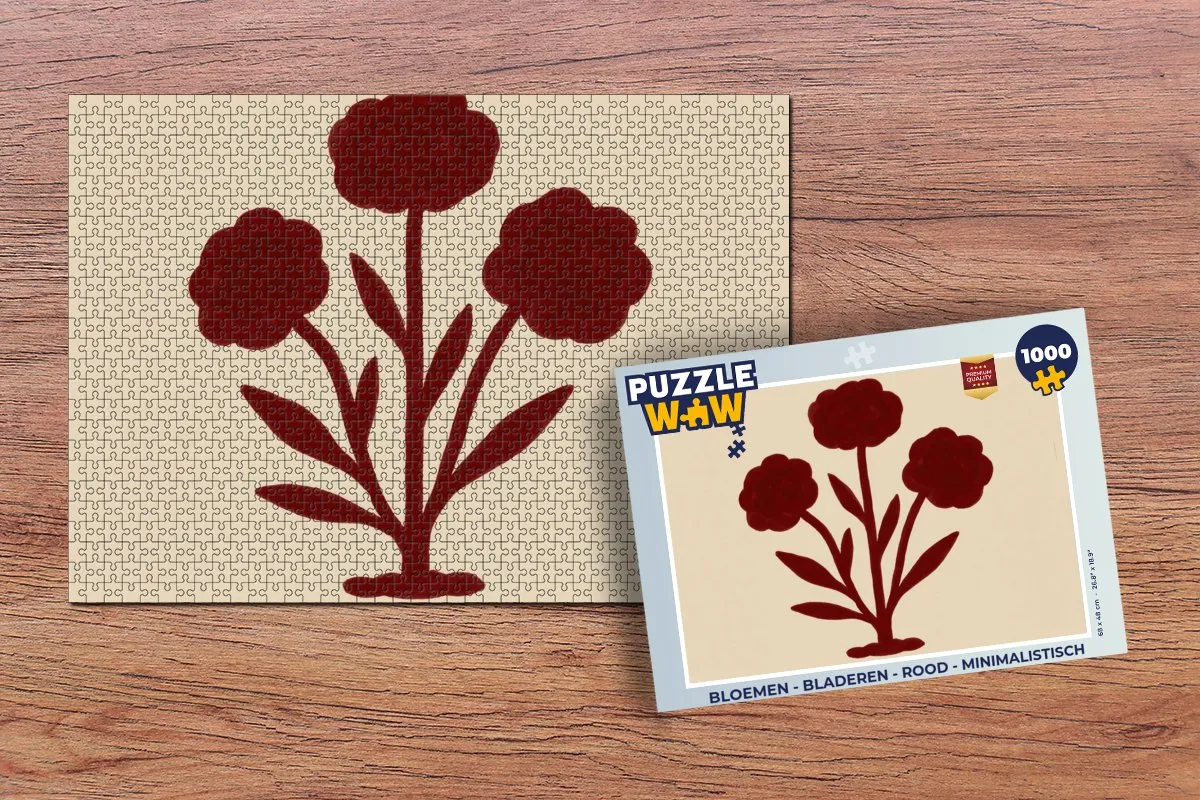 PuzzleWow Bloemen & Bladeren Legpuzzel 1000 Stuks - Rood
