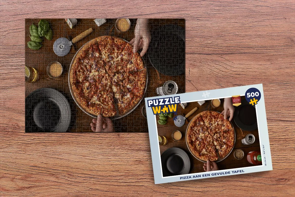PuzzleWow Puzzel Pizza aan een gevulde tafel 500 Stuks - Multicolor