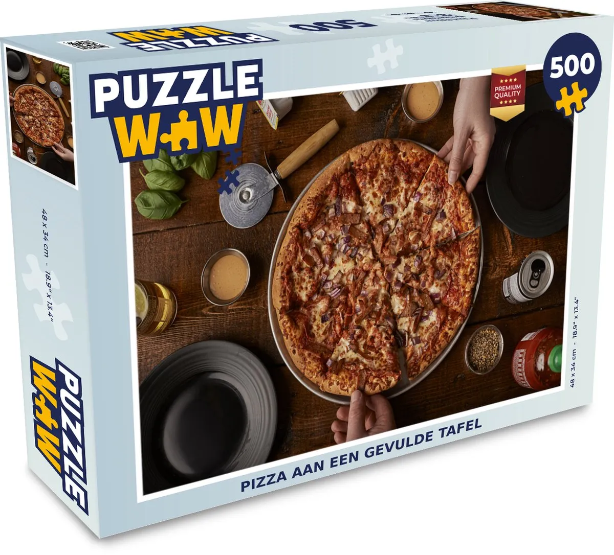 PuzzleWow Puzzel Pizza aan een gevulde tafel 500 Stuks - Multicolor